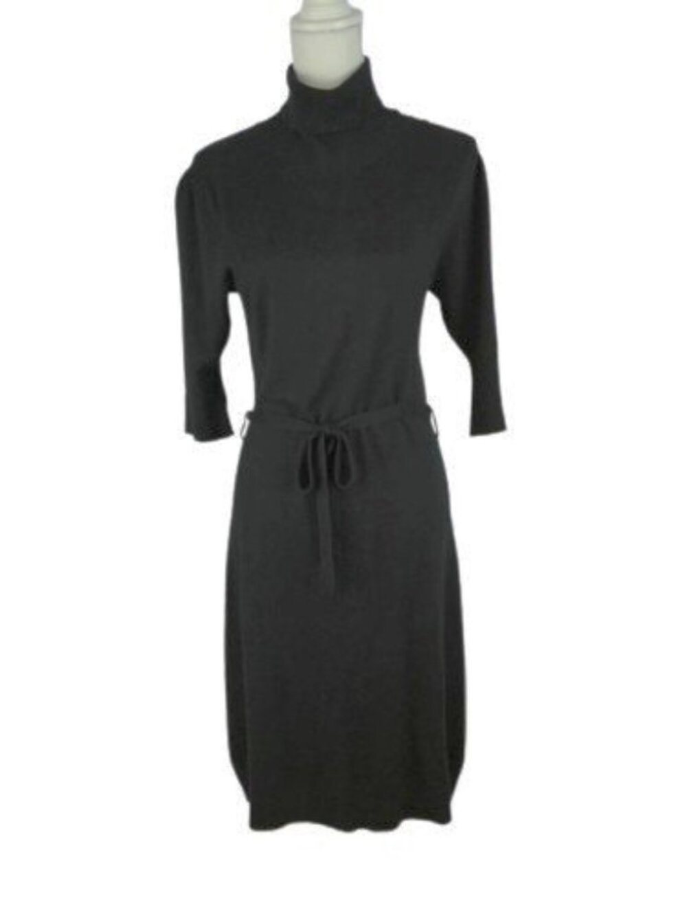 BCBGMAXAZRIA Black Sweater Dress Medium Belted Knit Turtleneck